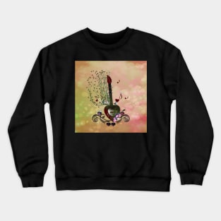 Music, heart guitar with birds and butterflies Crewneck Sweatshirt